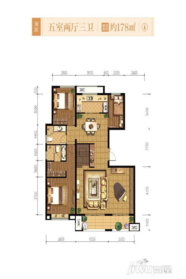 融创长安街壹号5室2厅3卫178㎡户型图