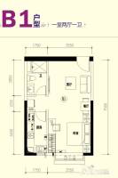 恒大翡翠华庭1室2厅1卫51.1㎡户型图