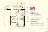 恒大翡翠华庭2室2厅1卫87.8㎡户型图