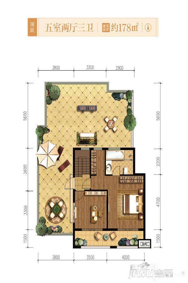 融创天朗南长安街壹号5室2厅3卫178㎡户型图