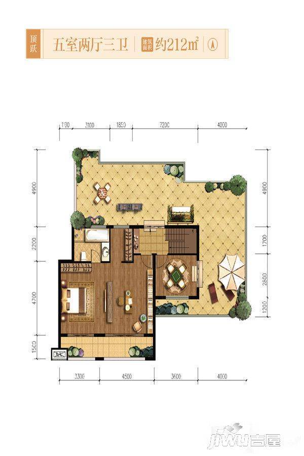 融创天朗南长安街壹号5室2厅3卫212㎡户型图