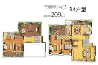 龙湖·花千树3室2厅2卫209㎡户型图