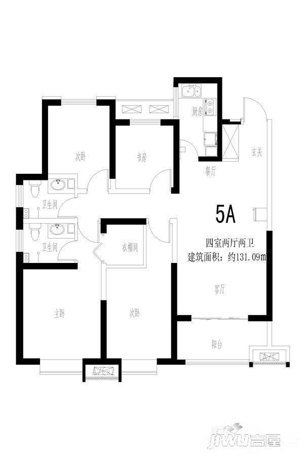 旭景清园4室2厅2卫131.1㎡户型图