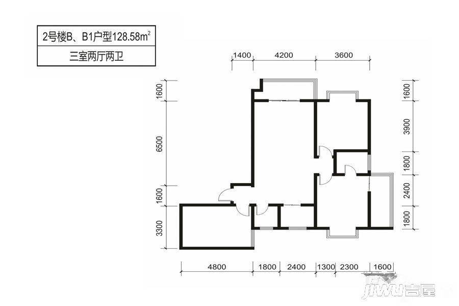 华旗东郡3室2厅2卫128.6㎡户型图