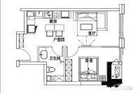 悦公馆1室1厅1卫58.6㎡户型图