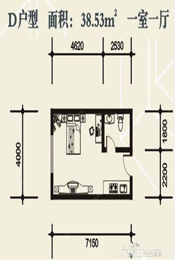 诚礼大厦1室1厅1卫38.5㎡户型图