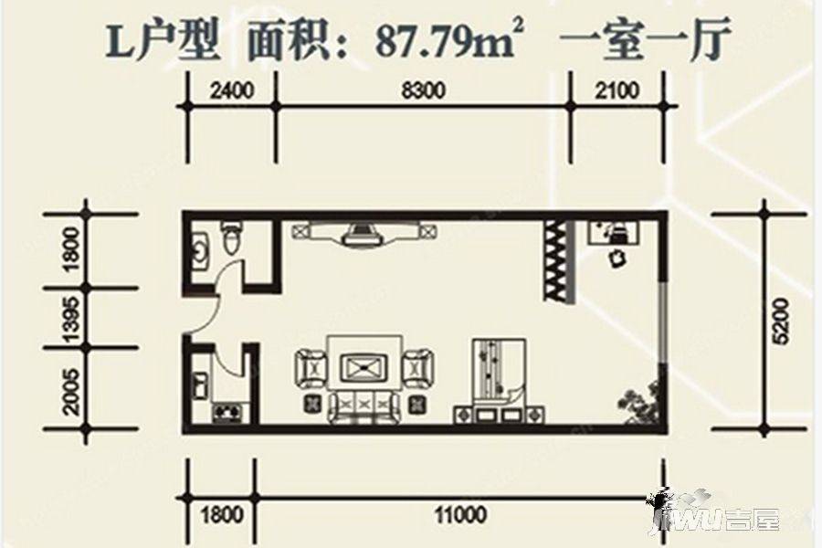 诚礼大厦1室1厅1卫87.8㎡户型图