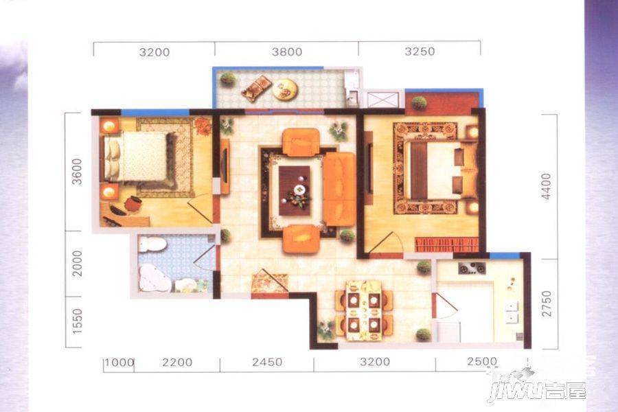 金宇蓝苑2室2厅1卫90㎡户型图