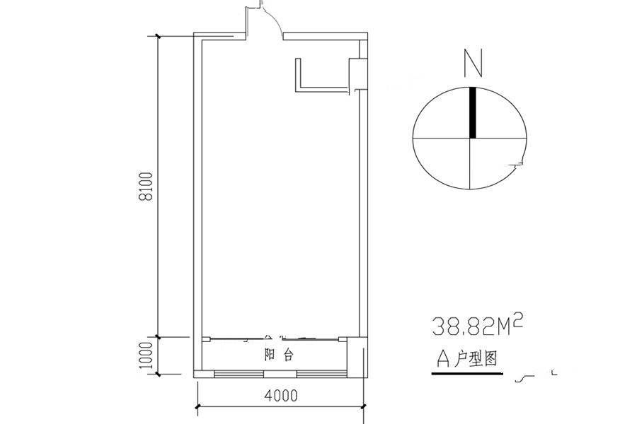 柠檬时代广场1室1厅1卫38.8㎡户型图