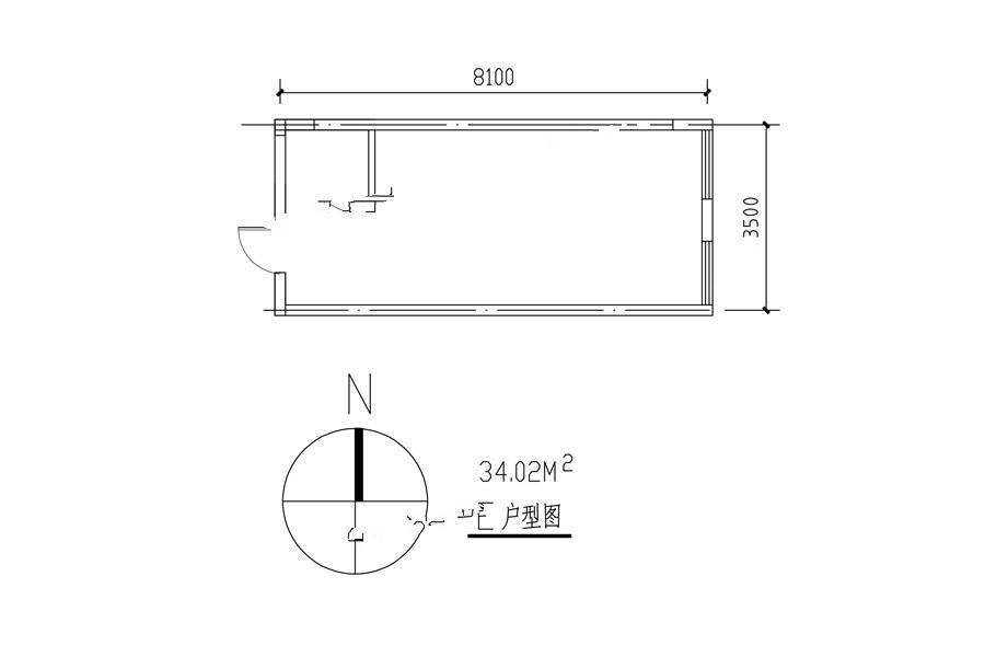 柠檬时代广场1室1厅1卫34㎡户型图