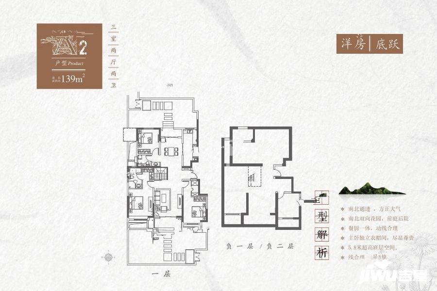 红星紫御半山3室2厅2卫139㎡户型图