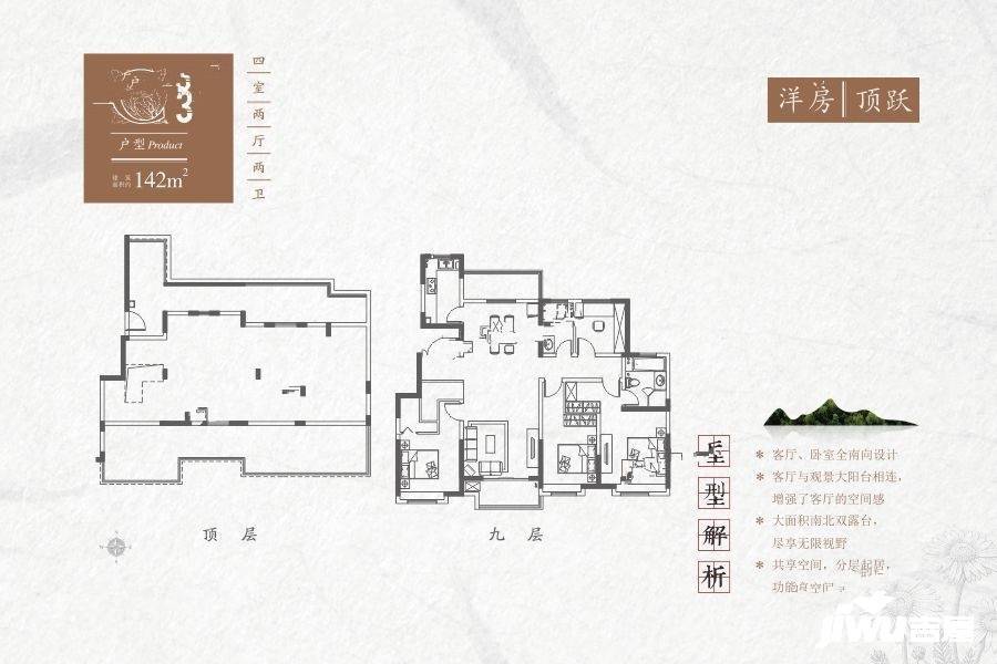 红星紫御半山4室2厅2卫142㎡户型图