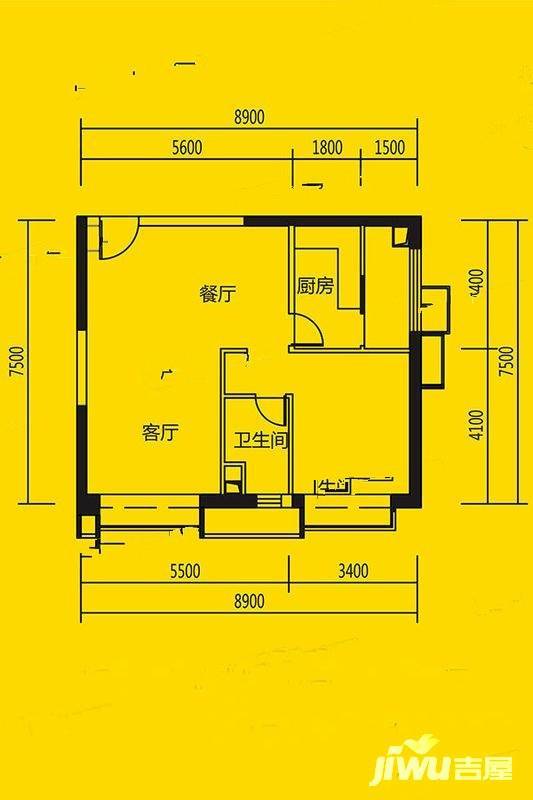 恒大都市广场1室0厅1卫90㎡户型图