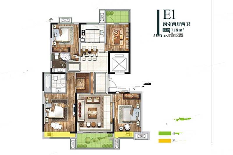 保利林语溪4室2厅2卫140㎡户型图