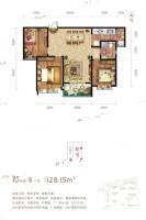 陕建翠园锦绣3室2厅1卫128.2㎡户型图