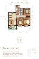 陕建翠园锦绣3室2厅1卫128.2㎡户型图