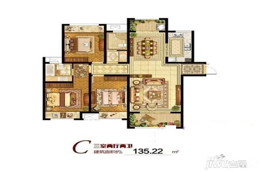 阳光康城3室2厅2卫135㎡户型图