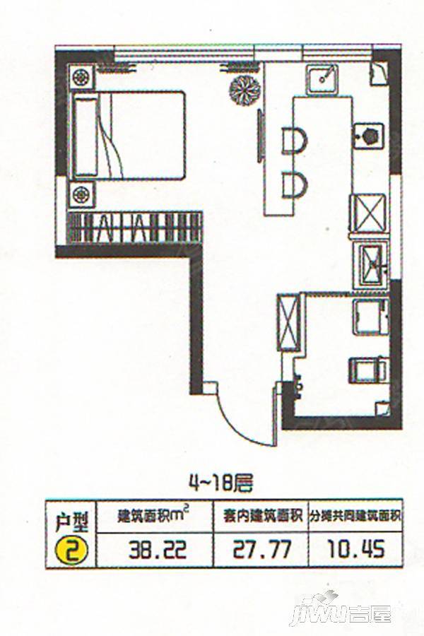 学府尚居1室0厅1卫38㎡户型图