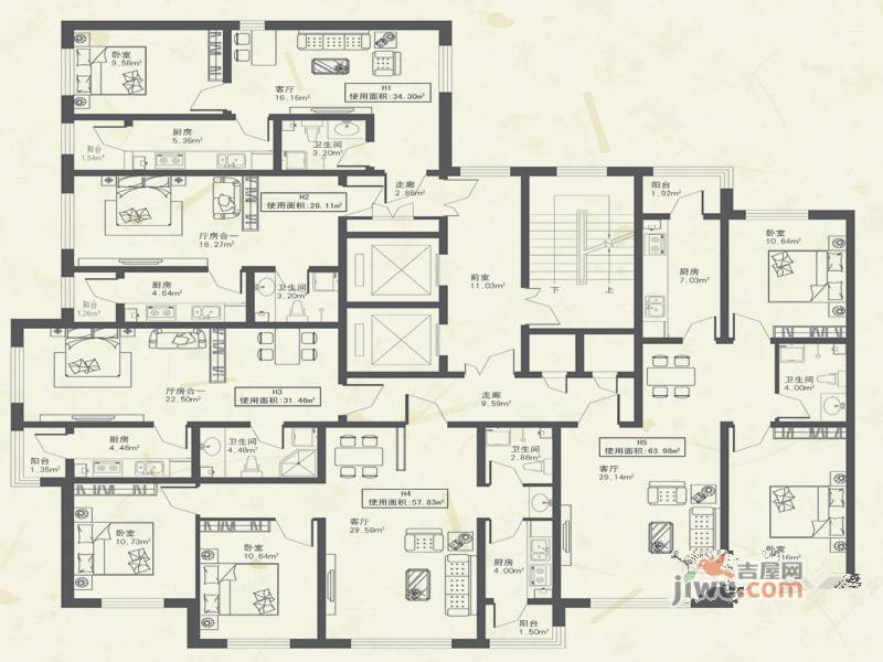 东都公元1室1厅1卫26.1㎡户型图