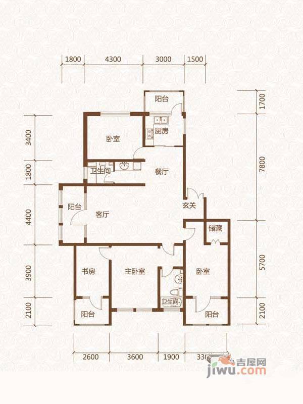 群力玫瑰湾4室2厅2卫184.7㎡户型图