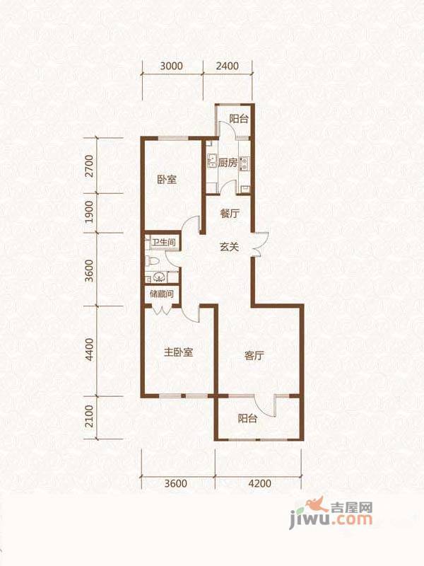 群力玫瑰湾2室2厅1卫116㎡户型图