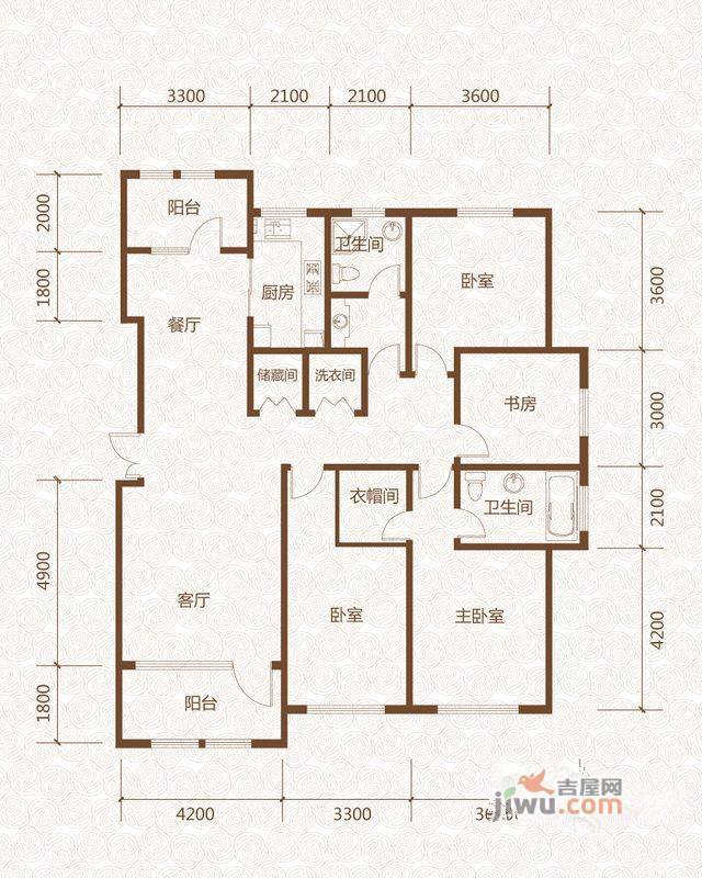 群力玫瑰湾4室2厅2卫120.6㎡户型图