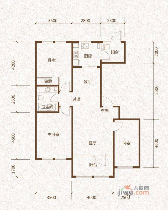 群力玫瑰湾3室2厅1卫81.5㎡户型图