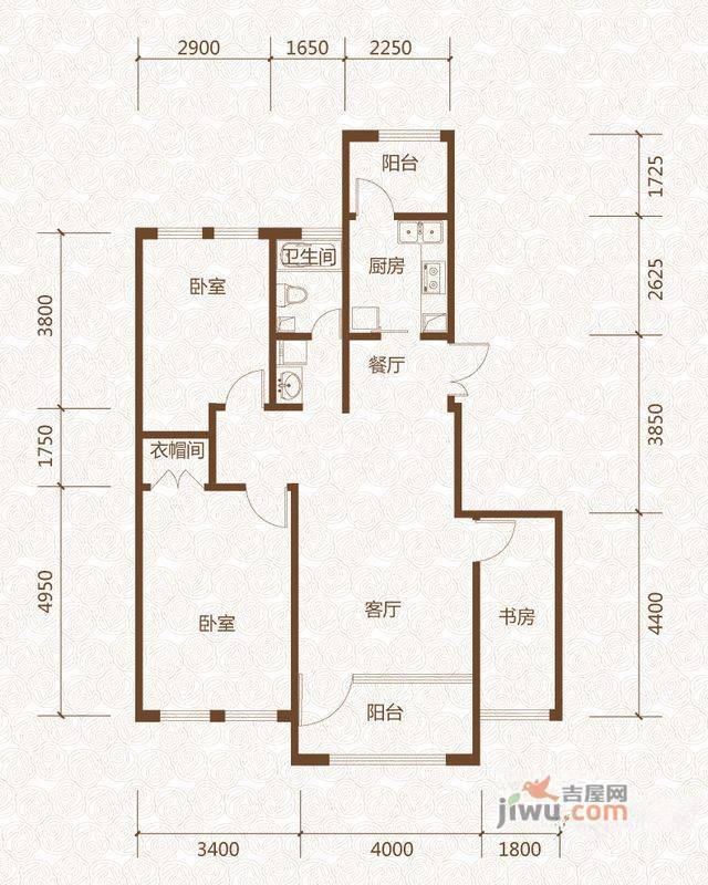 群力玫瑰湾3室2厅1卫69.8㎡户型图