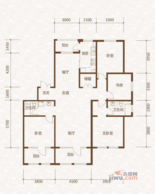 群力玫瑰湾4室2厅2卫107.4㎡户型图