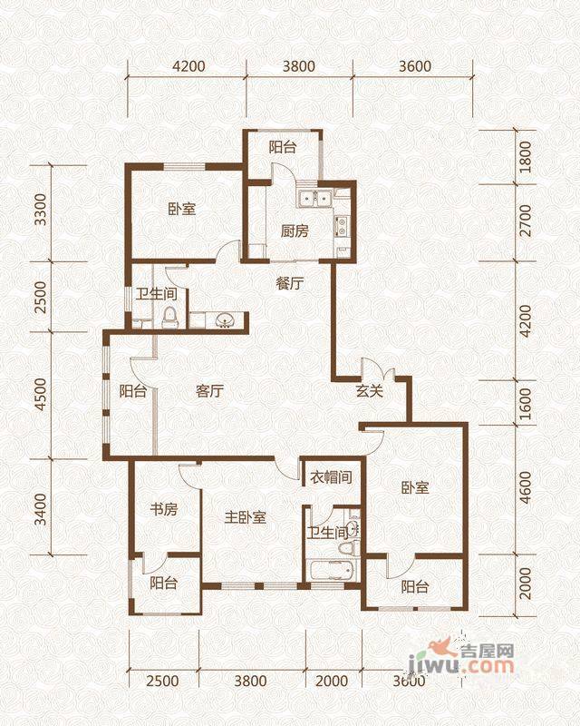 群力玫瑰湾4室2厅2卫107.4㎡户型图