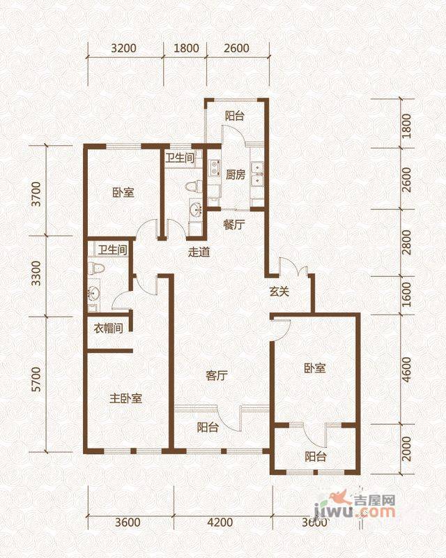 群力玫瑰湾3室2厅2卫97.1㎡户型图