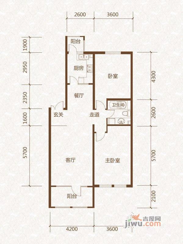 群力玫瑰湾2室2厅1卫77.5㎡户型图