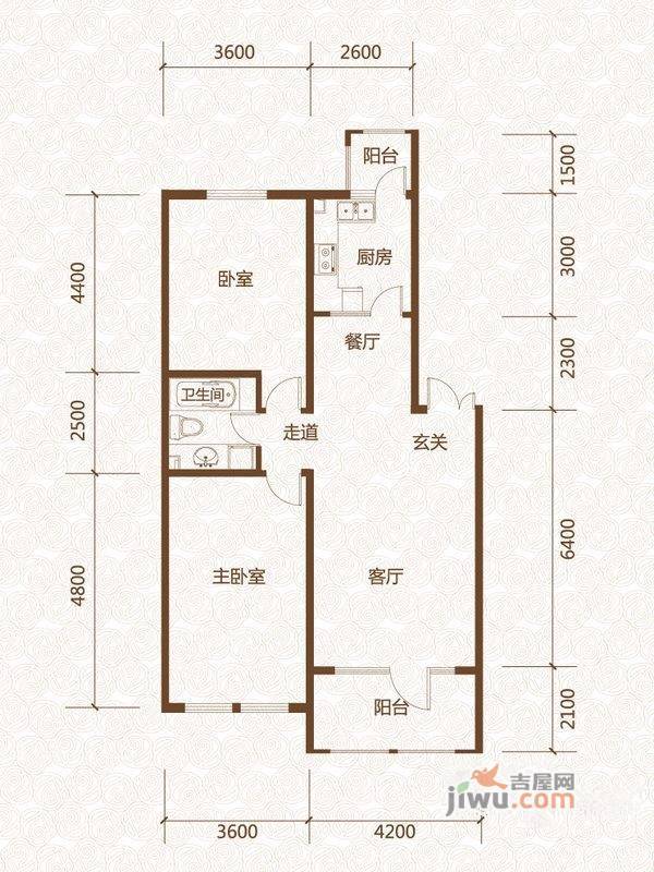 群力玫瑰湾2室2厅1卫77.5㎡户型图