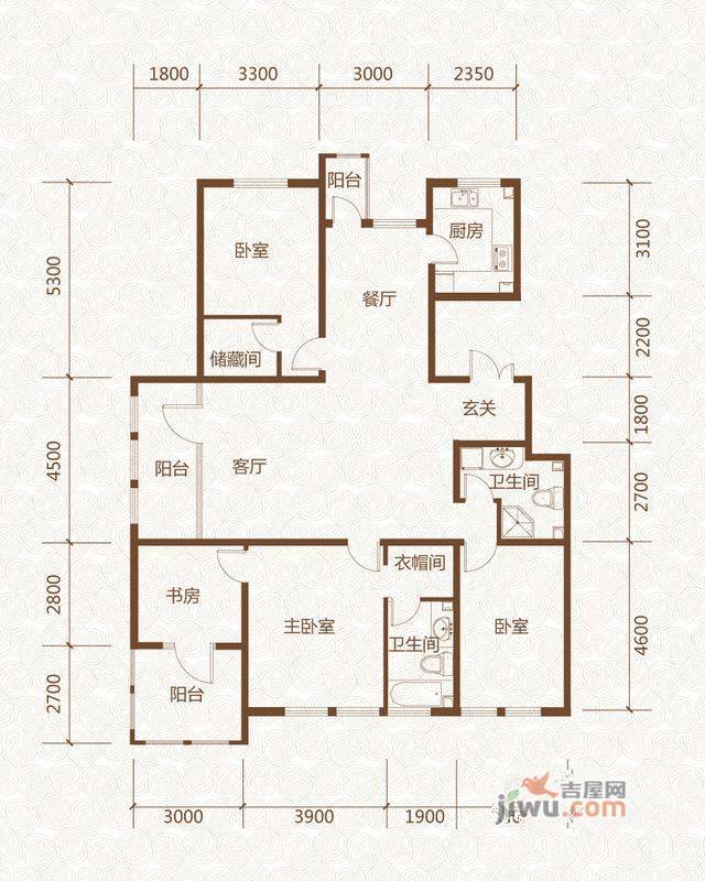 群力玫瑰湾4室2厅2卫115.6㎡户型图