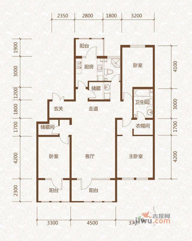 群力玫瑰湾3室2厅2卫108.7㎡户型图