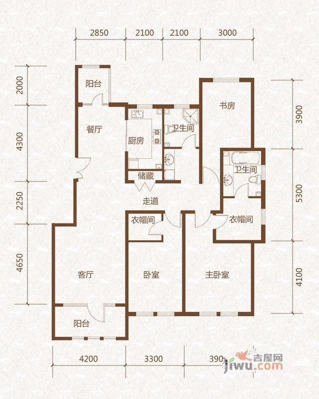 群力玫瑰湾3室2厅2卫99.9㎡户型图