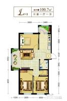 海富臻园3室1厅1卫100.7㎡户型图