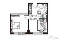 君康大厦1室1厅1卫60.1㎡户型图