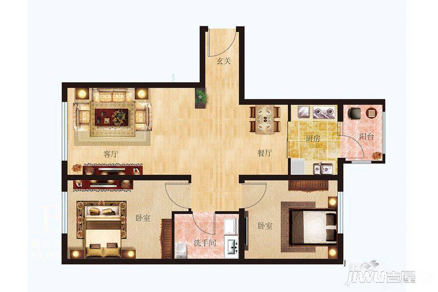 凡尔赛诗城2室2厅1卫82.1㎡户型图