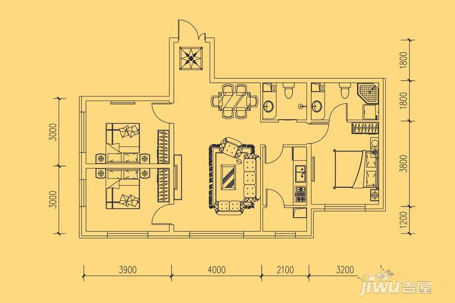 环贸世家3室2厅2卫114㎡户型图