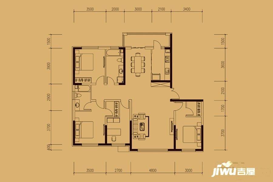 爱达壹号4室2厅2卫186.4㎡户型图