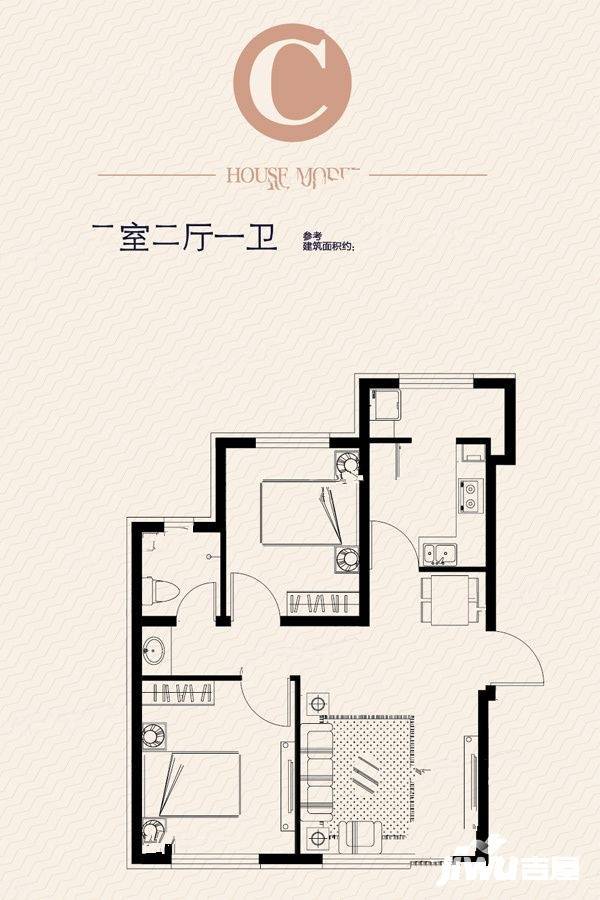 顺迈欣郡2室2厅1卫86㎡户型图