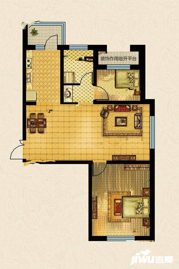 哈尔滨香湾青城b户型户型图_首付金额_2室2厅2卫_108.0平米 吉屋网