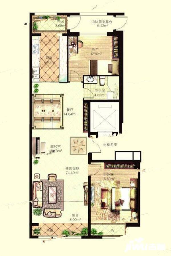 宝宇天邑环球港2室2厅1卫120.2㎡户型图