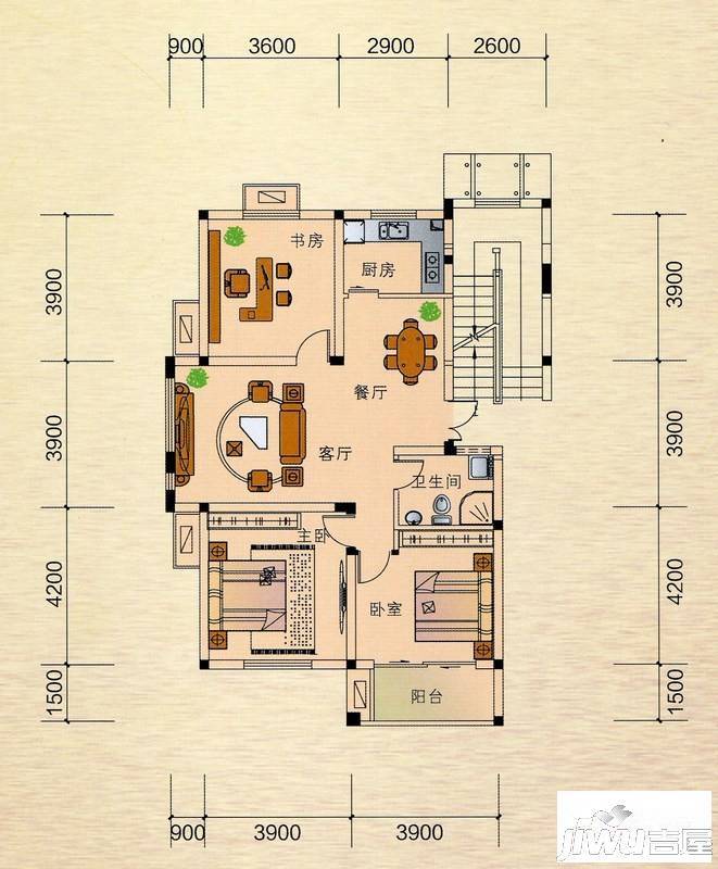 正元香槟城3室2厅1卫102.3㎡户型图