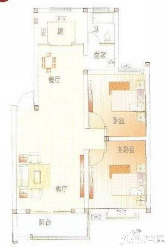 襄城明珠3室2厅1卫92.5㎡户型图