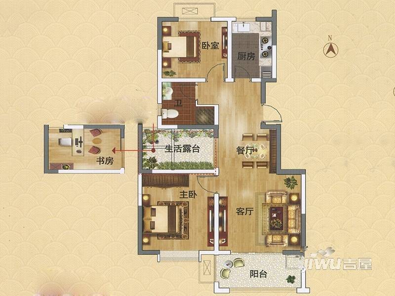 金水湾2室2厅1卫83.8㎡户型图