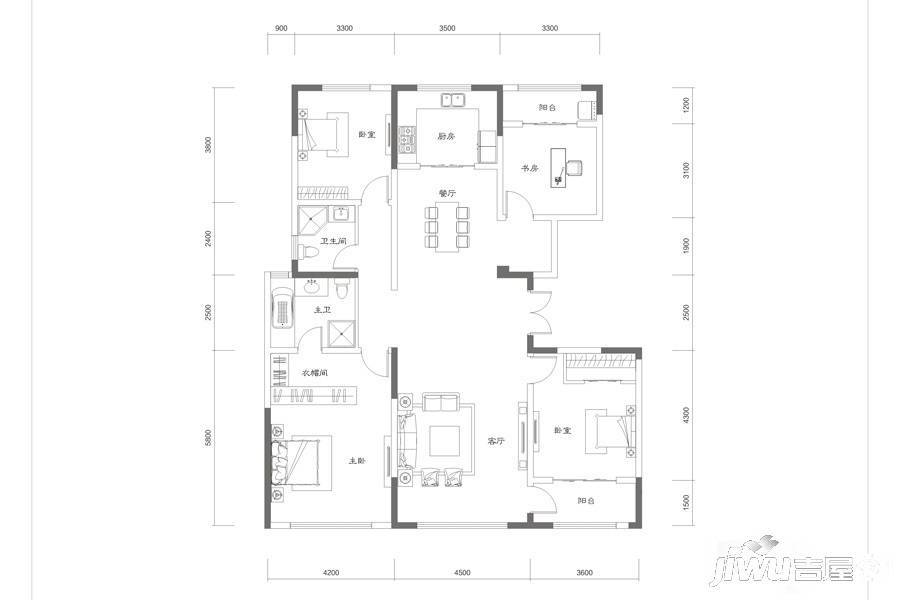 建业海马九如府4室2厅2卫180㎡户型图