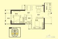 威望未来城悦居2室2厅1卫66㎡户型图