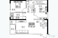 郑州益田假日世界2室2厅1卫77.5㎡户型图